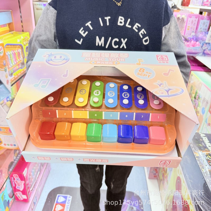 Puzzle Star Children'S Fun Playing Piano Sound And Light Induction 3 In 1 Eight-Tone Piano Player Playing Piano Children'S Musical Instrument Toys Early Education - Image 3